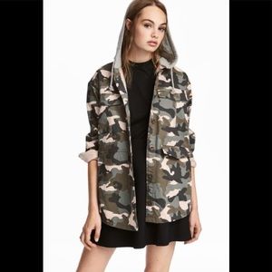 Patterned jacket with hood in sweatshirt